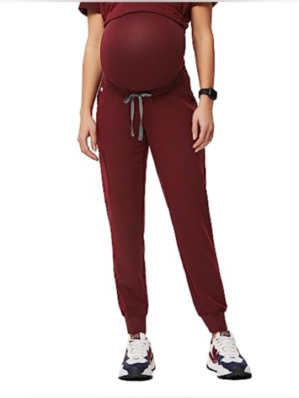 Figs Maternity Zamora Jogger Scrub Pants Burgundy Size Extra Large Tall